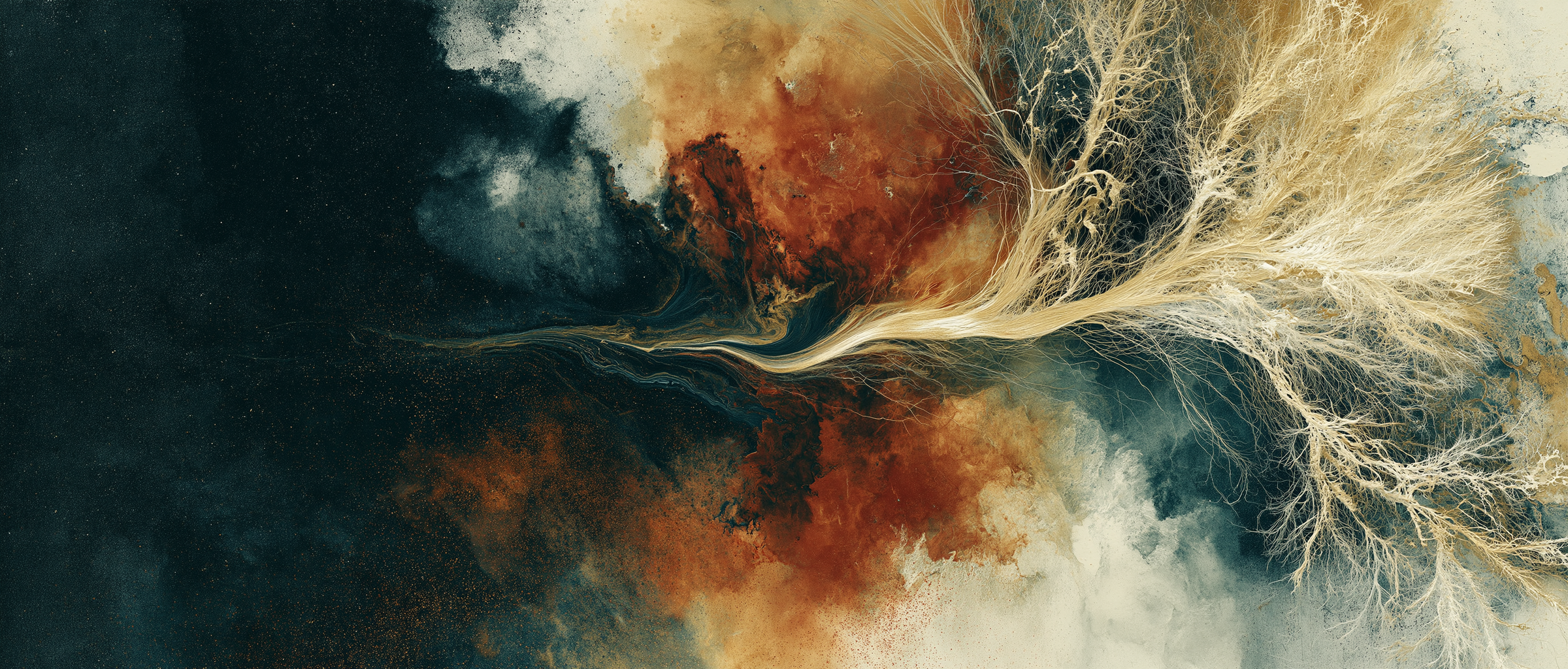 Cosmic mycelium — filaments branching out of a dark field